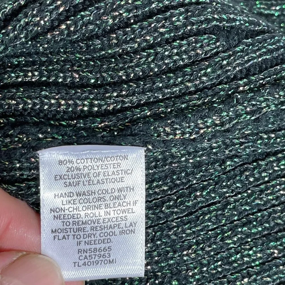 Leith Black Ribbed‎ Metallic Knit Skirt Sz S
